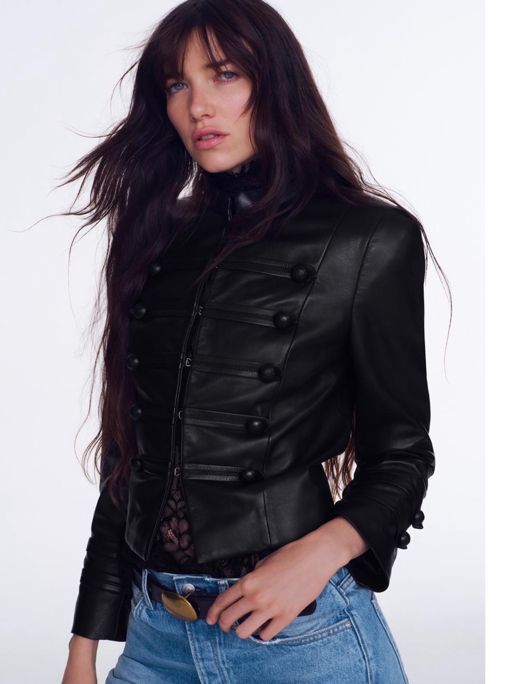 ZARA 100% LEATHER FROG FASTENING JACKET ZW COLLECTION